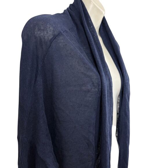 Pure Amici Womens Open 100% Linen Longline Cardigan Sweater Navy Blue sz 1 / M - Picture 4 of 16